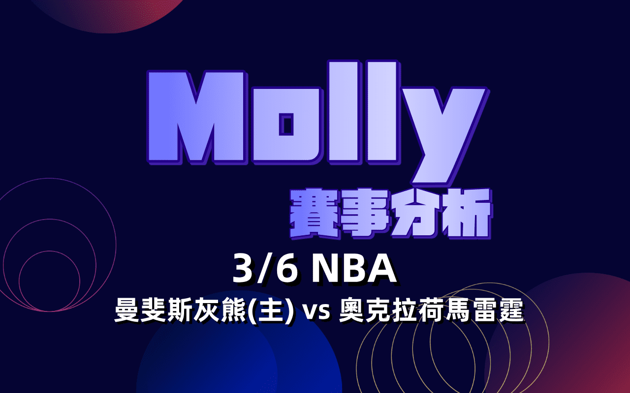【NBA 賽事分析】Molly-NBA 戰績預測 3/6 曼斐斯灰熊(主) vs 奧克拉荷馬雷霆
