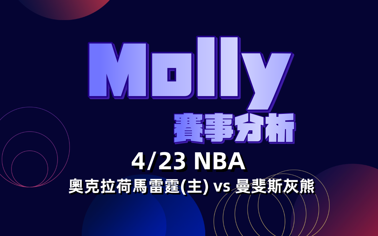 【NBA 賽事分析】Molly-NBA 戰績預測 4/23 奧克拉荷馬雷霆(主) vs 曼斐斯灰熊